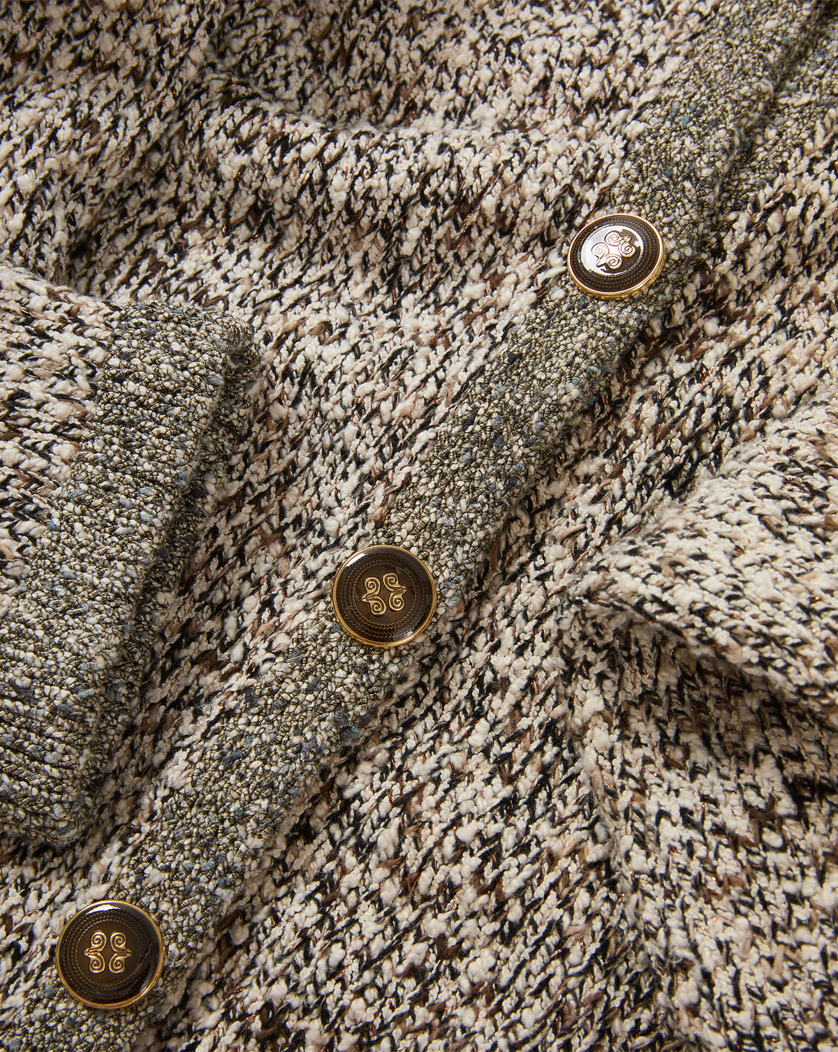 Veronica Beard Brown tweed cardigan with gold buttons