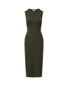 Veronica Beard Olive green knit midi dress with geometric patterns