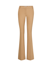 Veronica Beard Tan flare pants, flat front, mid-rise.