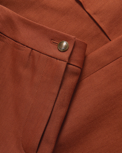 Veronica Beard Brown trousers, flat-front, with a single button closure.