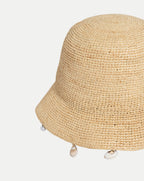 Veronica Beard Straw bucket hat with shell and pearl trim