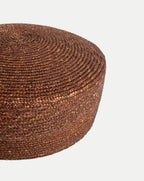 Veronica Beard Brown woven straw round ottoman