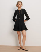 Veronica Beard Black mini dress with bell sleeves and lace
