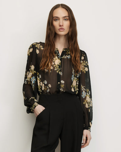 Veronica Beard Ashlynn Silk Blouse - Black Multi