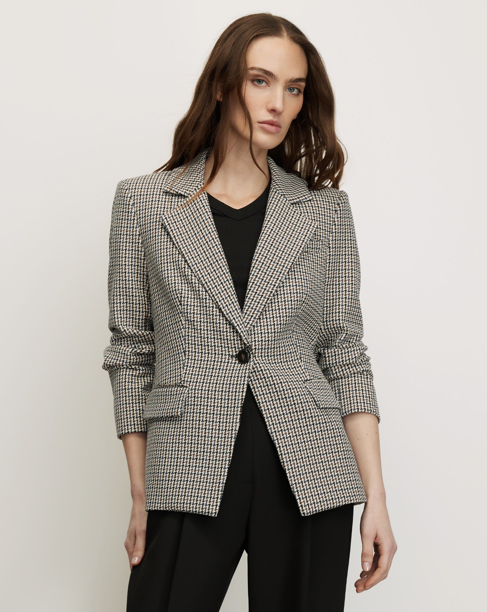 Veronica Beard Healy Houndstooth Dickey Jacket - Navy Multi