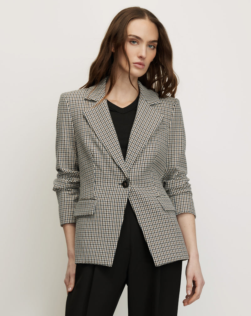 Veronica Beard Healy Houndstooth Dickey Jacket - Navy Multi