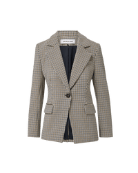 Veronica Beard Healy Houndstooth Dickey Jacket - Navy Multi