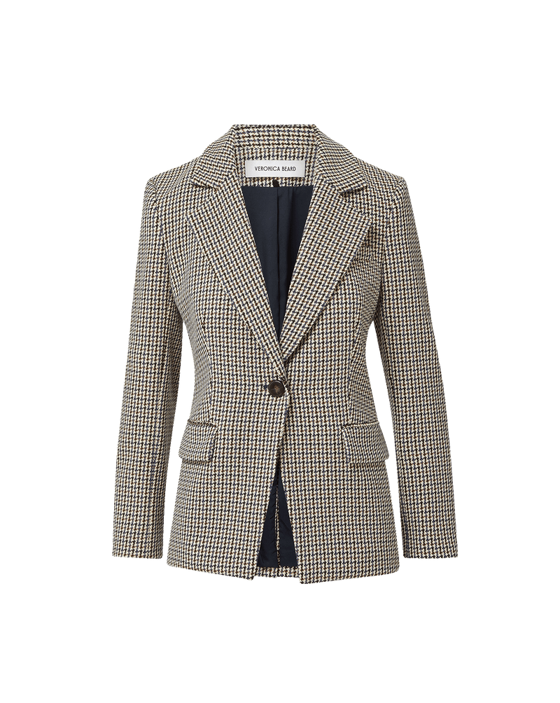 Veronica Beard Healy Houndstooth Dickey Jacket - Navy Multi