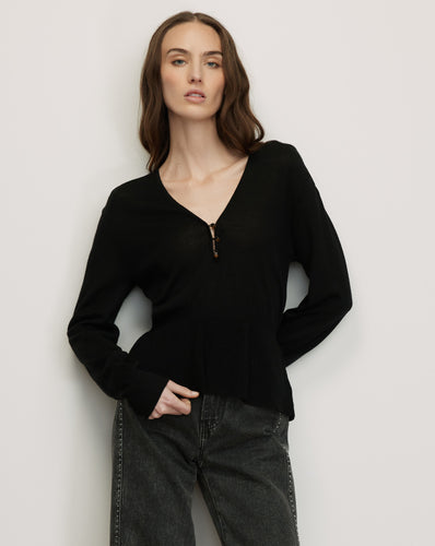 Veronica Beard Zainen Merino Wool Pullover - Black