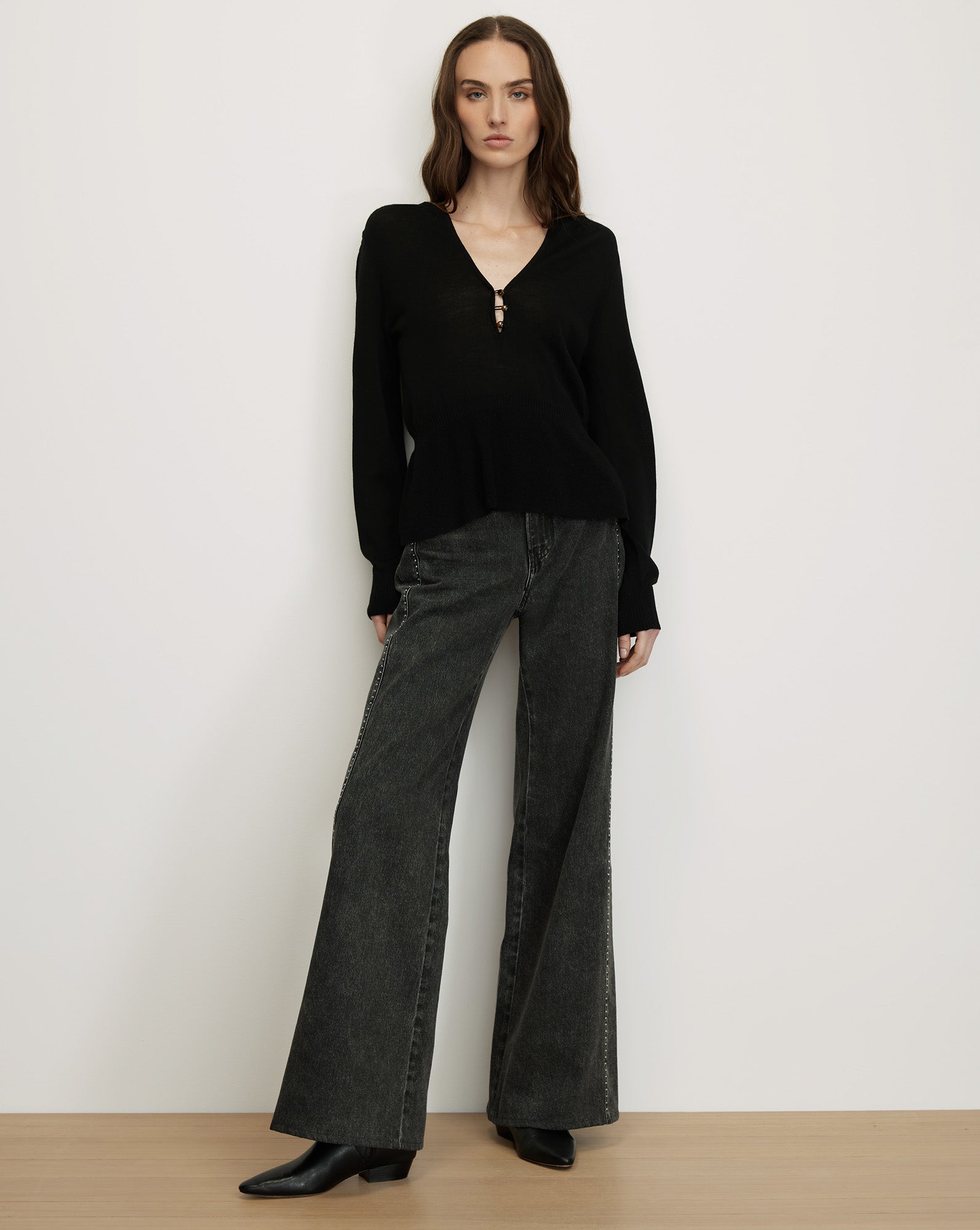 Veronica Beard Zainen Merino Wool Pullover - Black