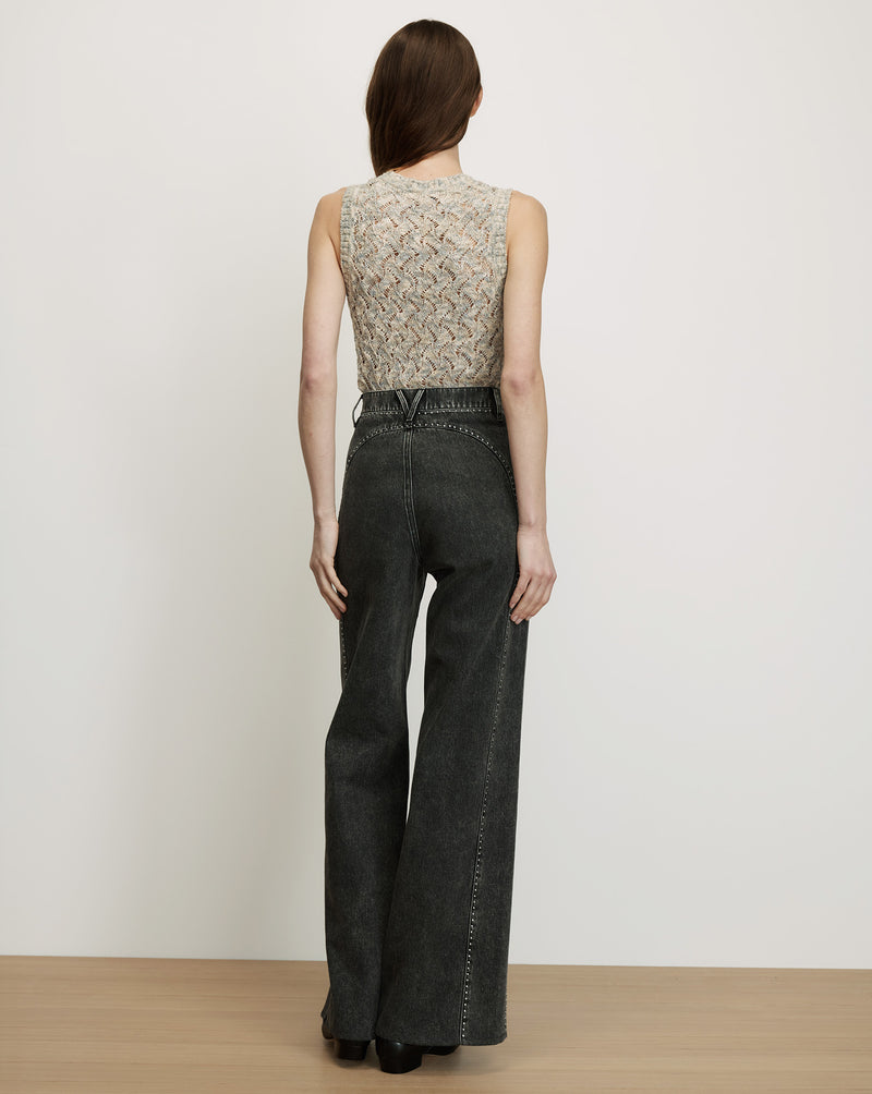 Veronica Beard Jerrel Cropped Knit Tank Top - Dove White Multi