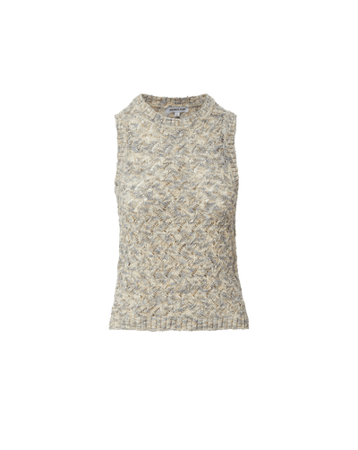 Veronica Beard Jerrel Cropped Knit Tank Top - Dove White Multi