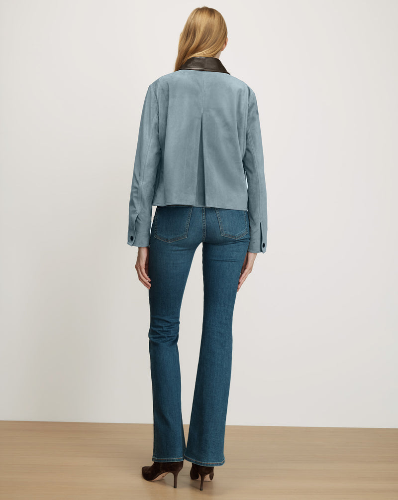 Veronica Beard Walters Suede Jacket - Blue Steel