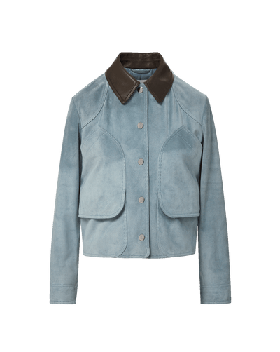 Veronica Beard Walters Suede Jacket - Blue Steel
