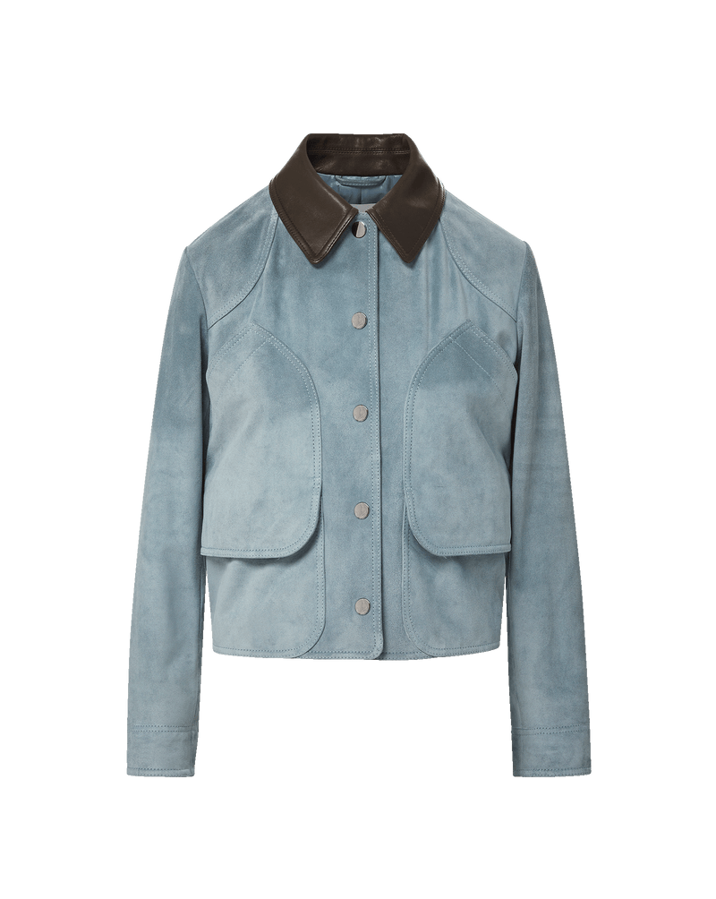 Veronica Beard Walters Suede Jacket - Blue Steel