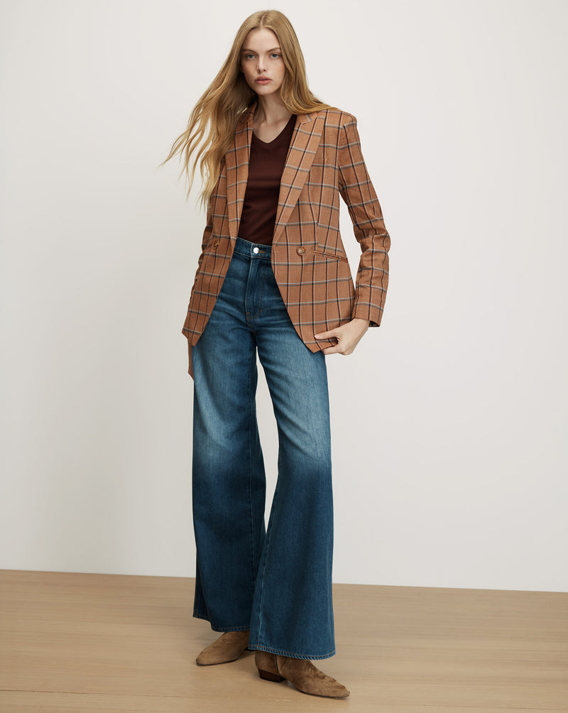 Veronica Beard Rickie Plaid Dickey Jacket - Ochre Multi