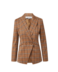 Veronica Beard Rickie Plaid Dickey Jacket - Ochre Multi