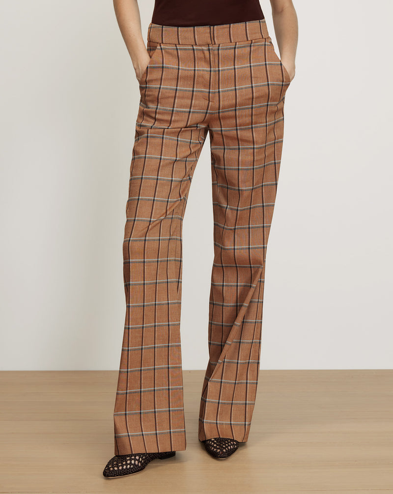 Veronica Beard Tonelli Plaid Wide-Leg Pant - Ochre Multi