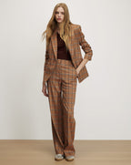 Veronica Beard Tonelli Plaid Wide-Leg Pant - Ochre Multi