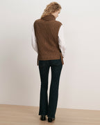 Veronica Beard Brown cable knit turtleneck sweater vest