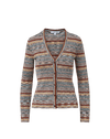 Veronica Beard Striped knit cardigan with V-neck and button closure.