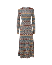 Veronica Beard Striped knit midi dress with long sleeves.