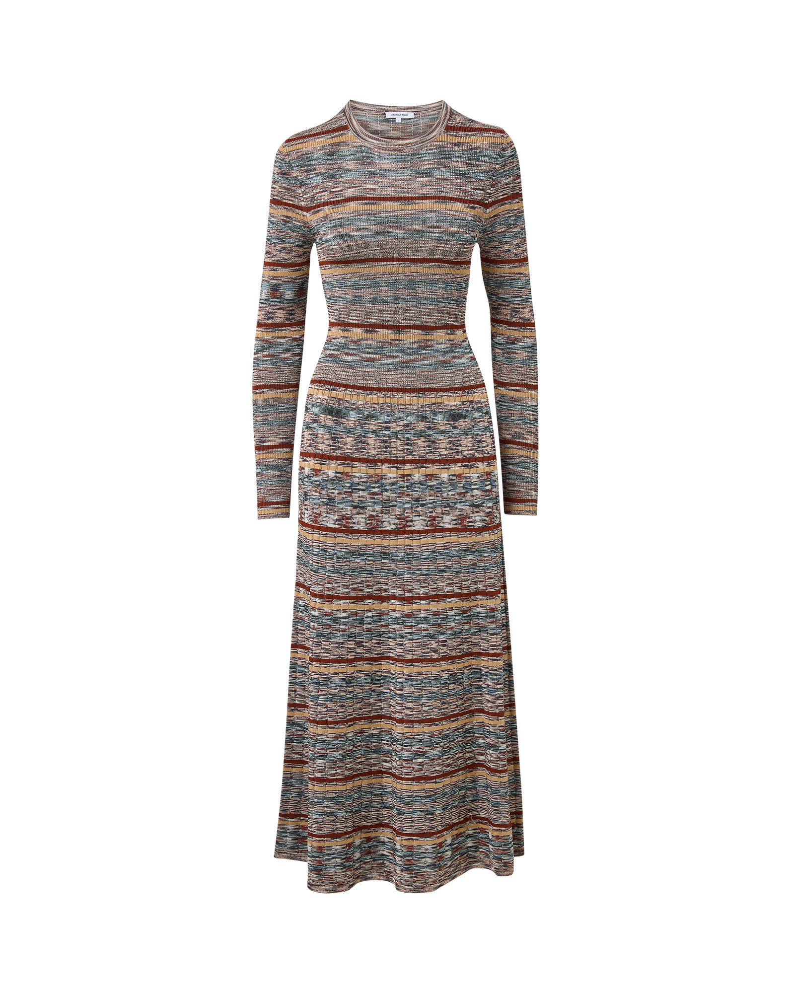 Veronica Beard Striped knit midi dress with long sleeves.