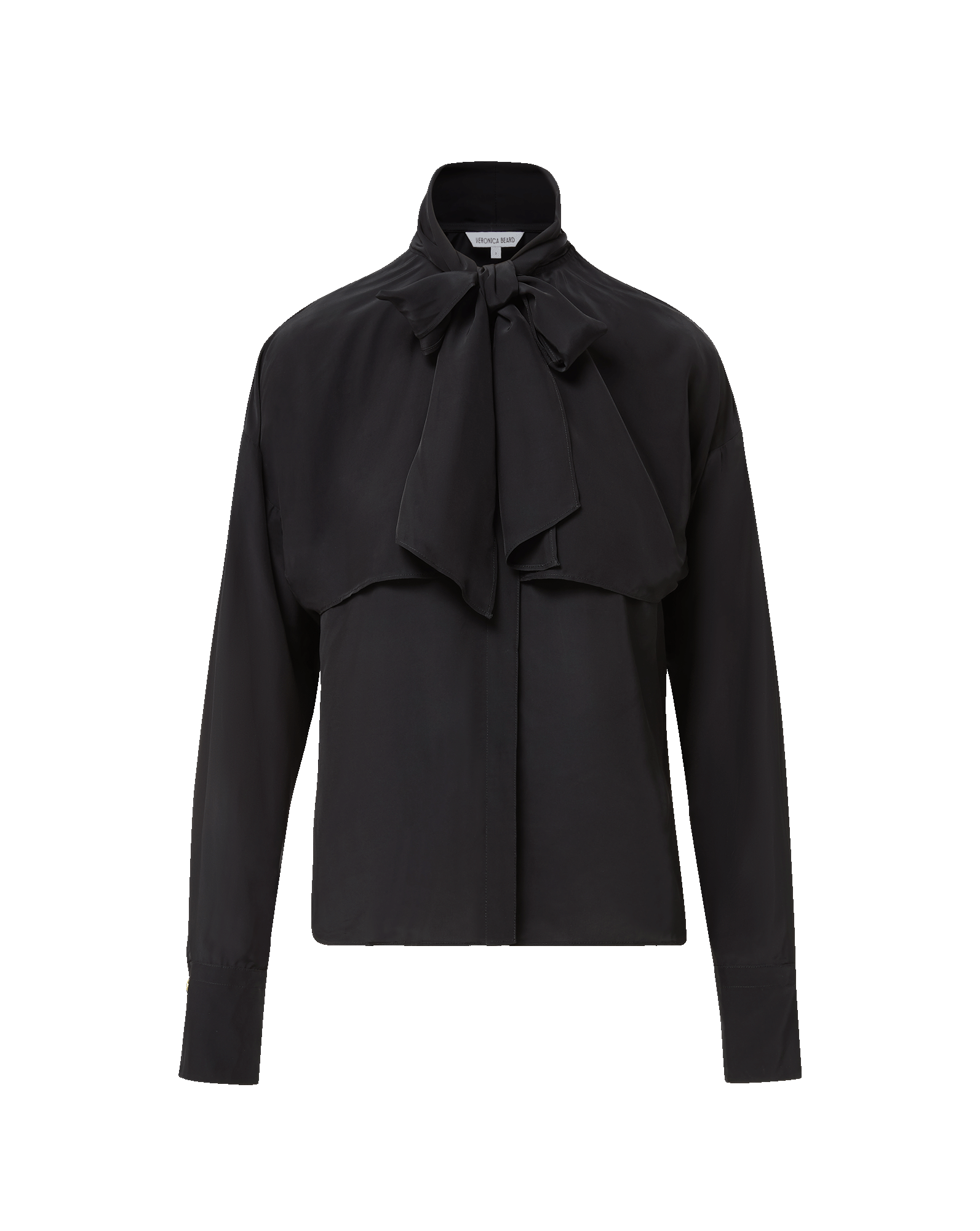 Veronica Beard Black silk blouse with pussy bow.