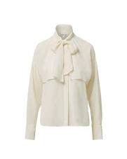 Veronica Beard Cream silk blouse with pussy bow and long sleeves.