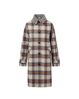 Veronica Beard Plaid wool coat with ribbed collar and button closure.