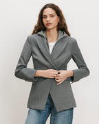 Veronica Beard Gray blazer with a hooded insert.