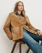 Veronica Beard Brown suede jacket with crystal embellishments.