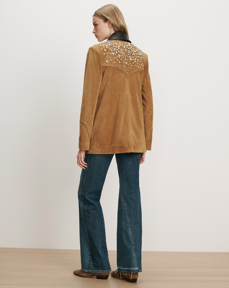 Veronica Beard Brown suede jacket with crystal embellishments