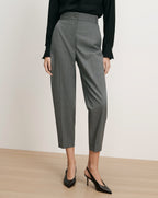 Veronica Beard Gray wool blend tapered trousers with single button closure.