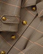 Veronica Beard Brown plaid blazer with gold buttons