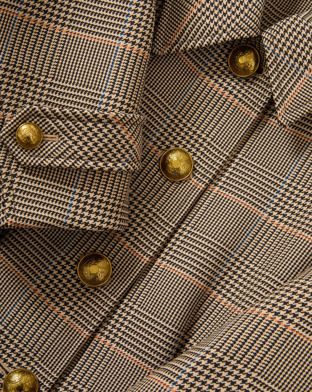 Veronica Beard Brown plaid blazer with gold buttons