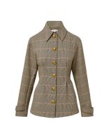 Veronica Beard Brown plaid jacket with gold buttons