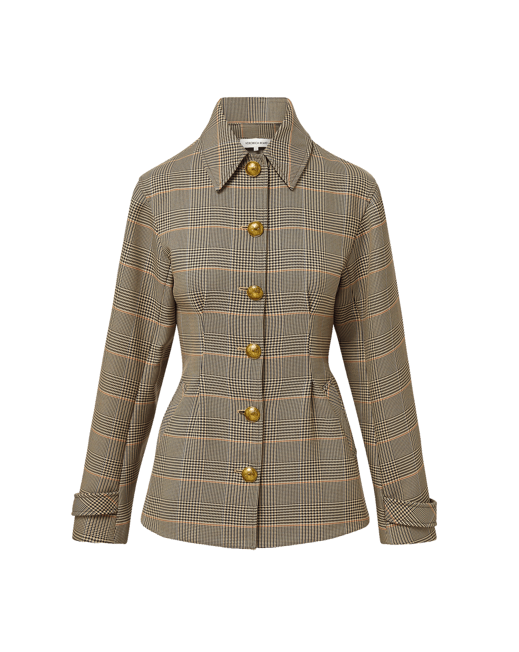 Veronica Beard Brown plaid jacket with gold buttons