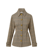 Veronica Beard Brown plaid jacket with gold buttons