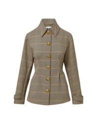 Veronica Beard Brown plaid jacket with gold buttons