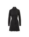 Veronica Beard Black long-sleeve mini shirt dress with ruched sides.