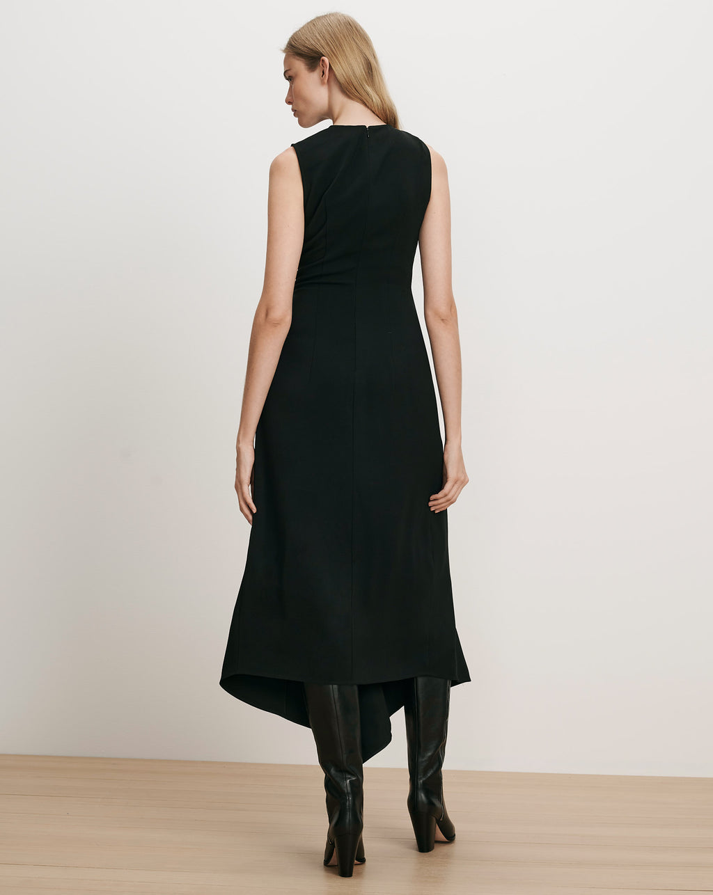 Veronica Beard Black sleeveless midi dress with asymmetric hem