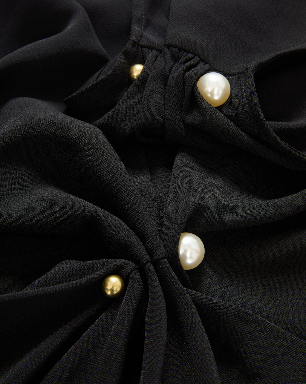 Veronica Beard Black blouse with gold and pearl buttons