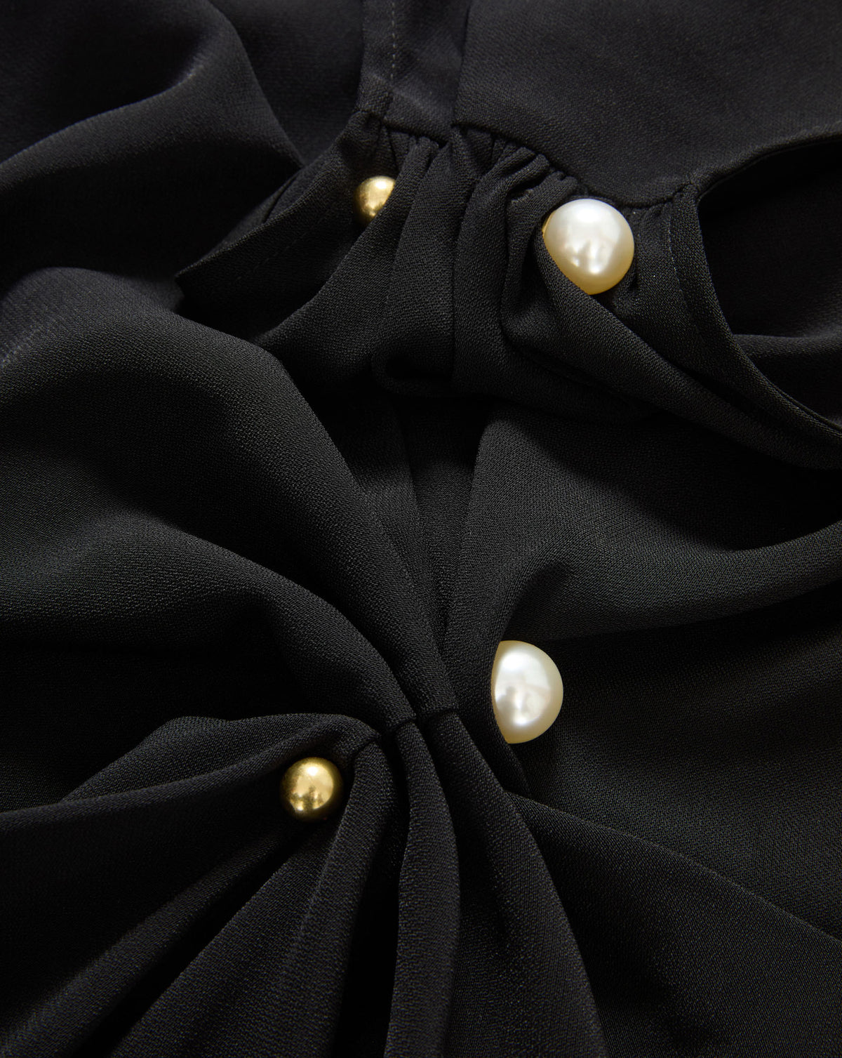 Veronica Beard Black blouse with gold and pearl buttons
