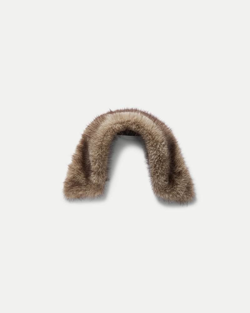 Veronica Beard Brown faux fur collar, curved shape.