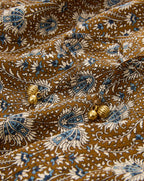 Veronica Beard Brown and blue floral print fabric with gold beads.