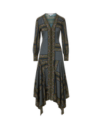 Veronica Beard Blue patterned midi dress with long sleeves