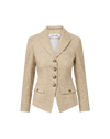 Veronica Beard Beige tweed blazer, fitted silhouette, notched lapels, four buttons.