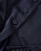 Veronica Beard Navy blue silk blazer with covered buttons.