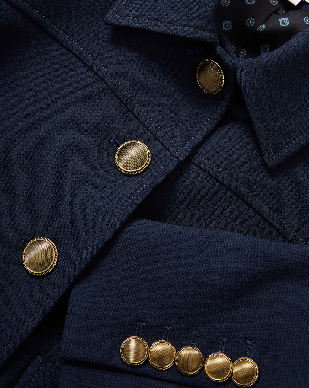 Veronica Beard Navy blue blazer with gold buttons.